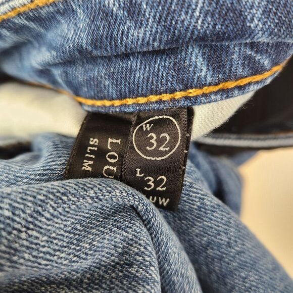 Neuw Mens Full Button Fly Whiskered Faded Lou Slim Weekend 5 Pocket Jeans 32x32 - Picture 7 of 9